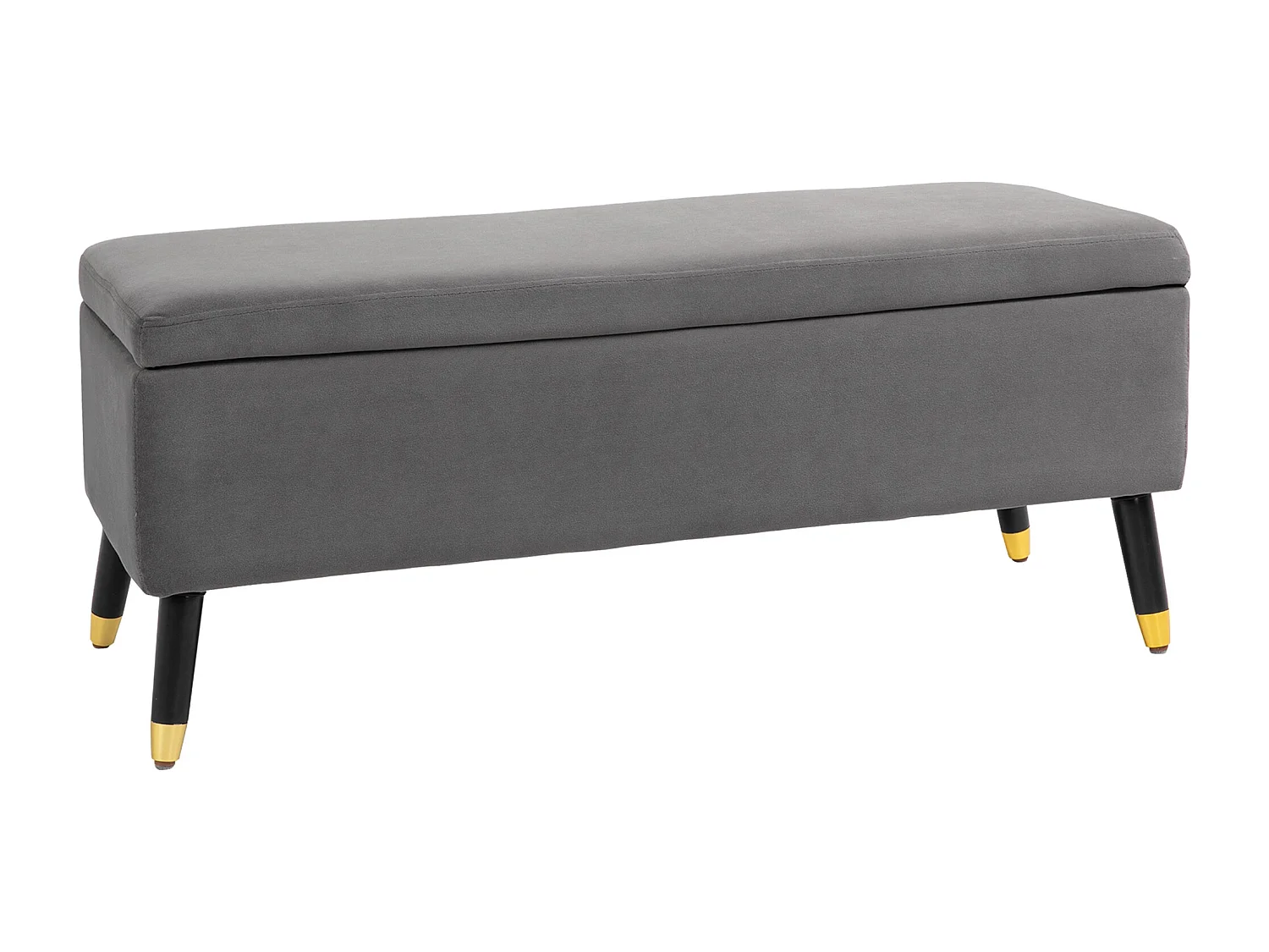 Banc coffre avec rangement, velours et métal, anthracite (110x43x45 cm)