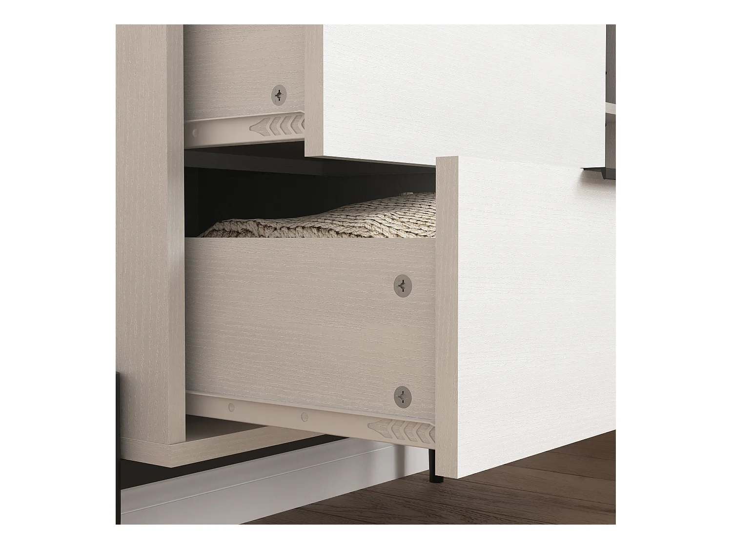 Buffet avec 3 tiroirs, 1 porte et 1 porte en verre, meuble de rangement en bois pour cuisine, salle à manger, couloir, blanc (85x40x120 cm)