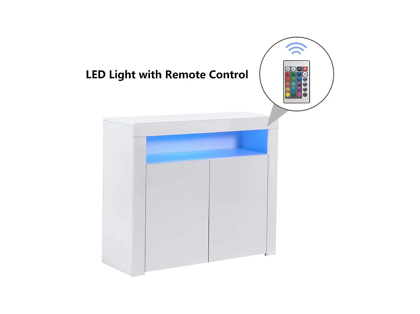 Dressoir met LED-verlichting, multifunctionele opbergruimte, MDF, wit (108x40x92 cm)