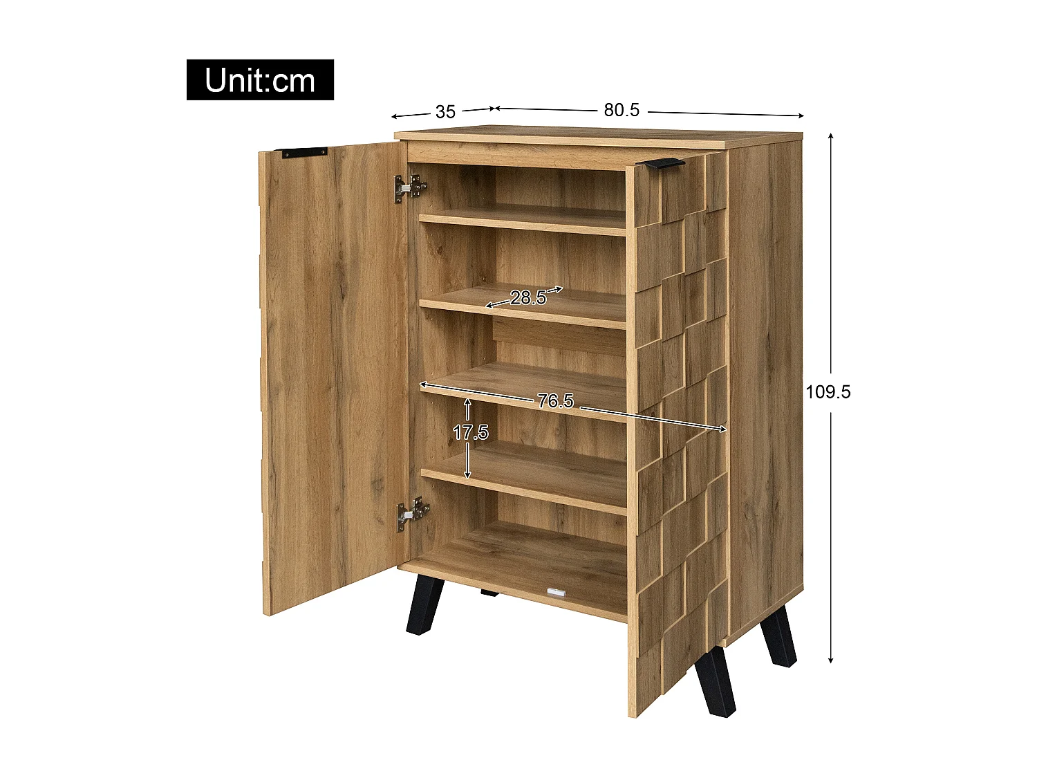 Buffet 5 compartiments, design moderne, MDF, bois (80,5 x 35 x 109,5 cm)