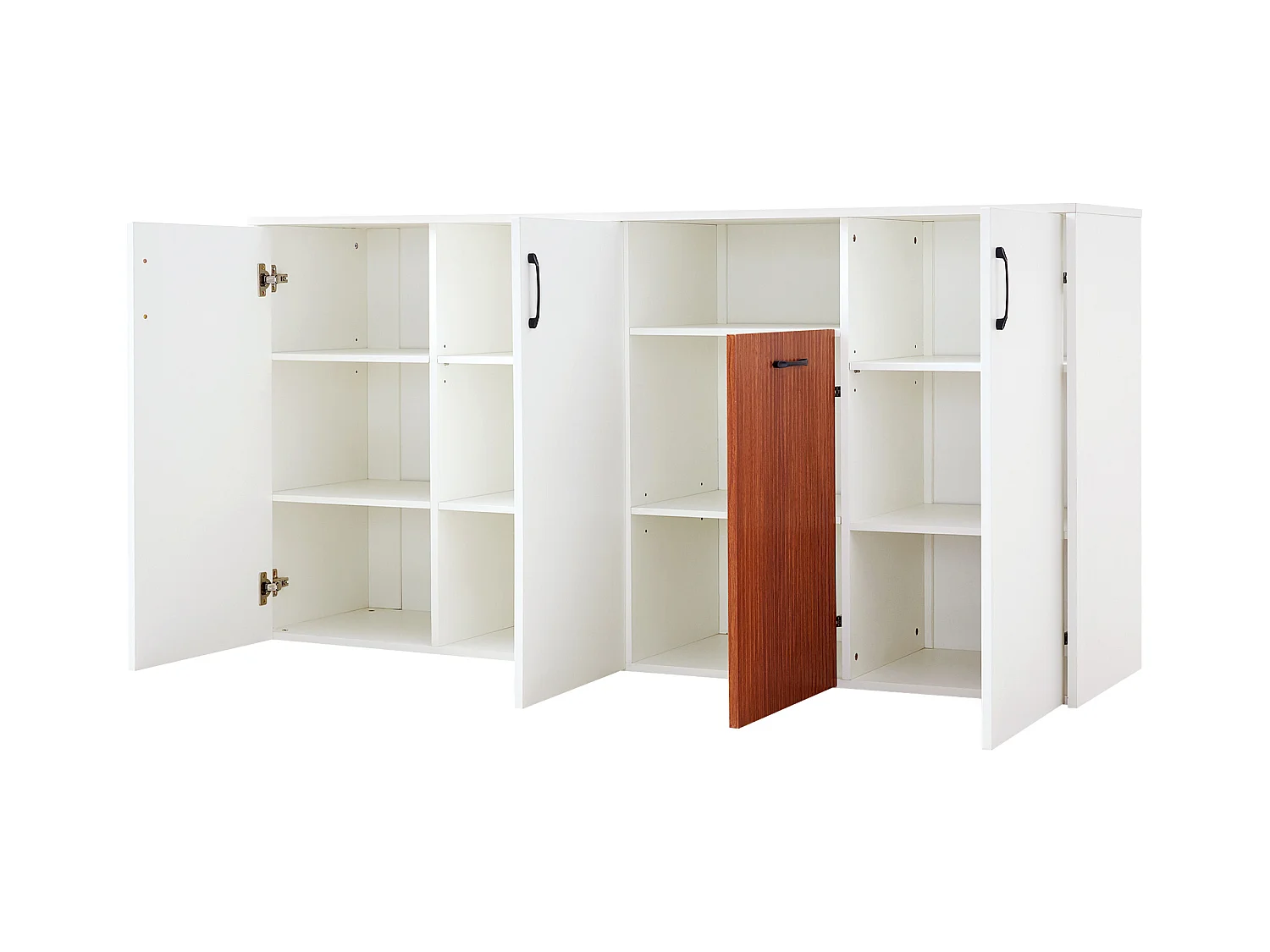 Buffet moderne, 3 portes sans poignées, en panneau de particules, blanc (160x40x80 cm)