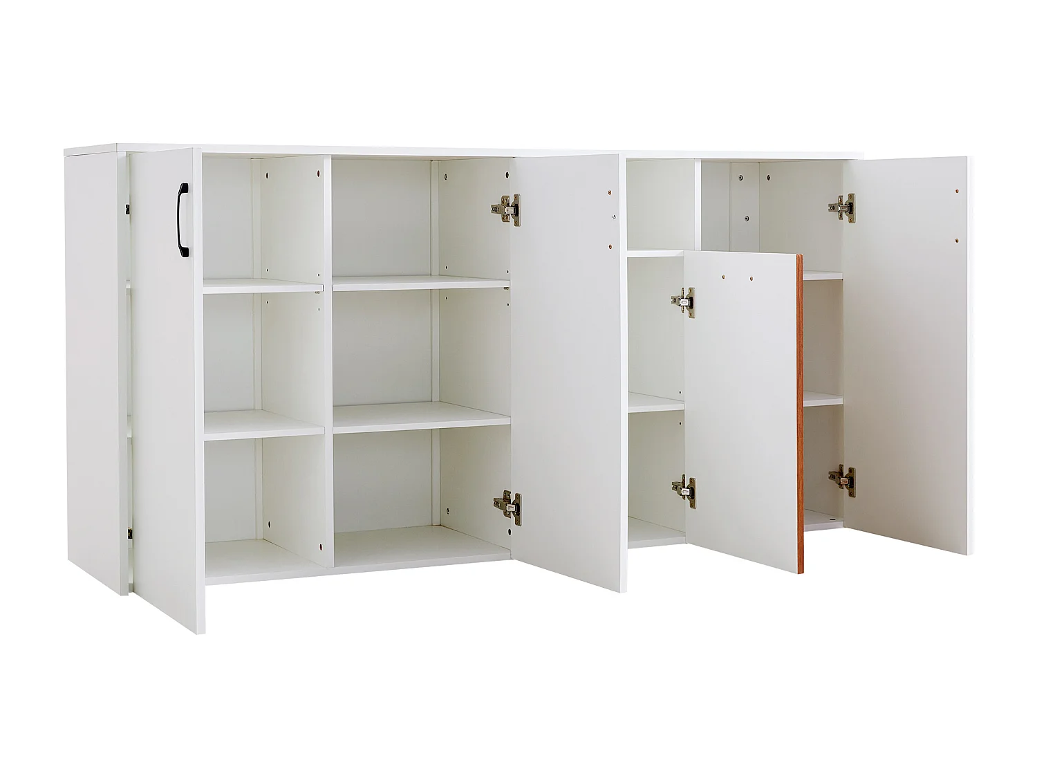 Buffet moderne, 3 portes sans poignées, en panneau de particules, blanc (160x40x80 cm)