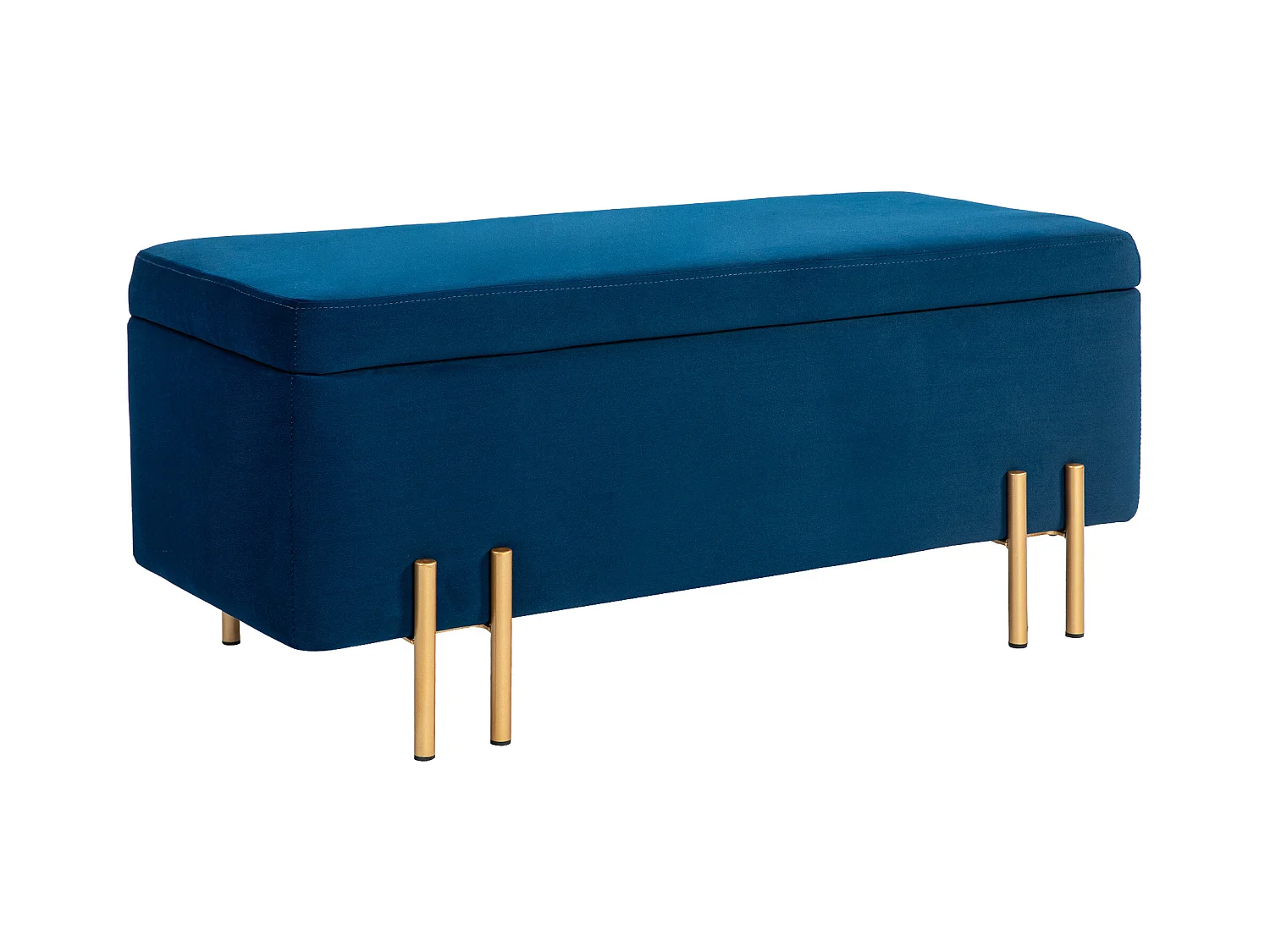 Banc coffre de rangement, tissu et bois, rembourré, bleu marine, multifonctionnel (100x40x42cm)