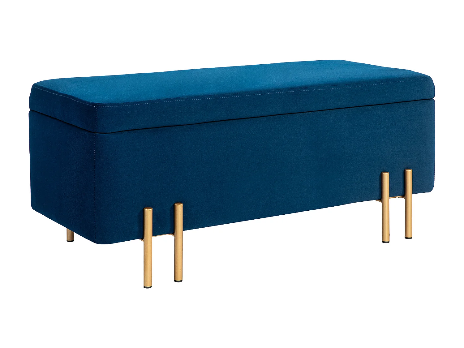 Banc coffre de rangement, tissu et bois, rembourré, bleu marine, multifonctionnel (100x40x42cm)