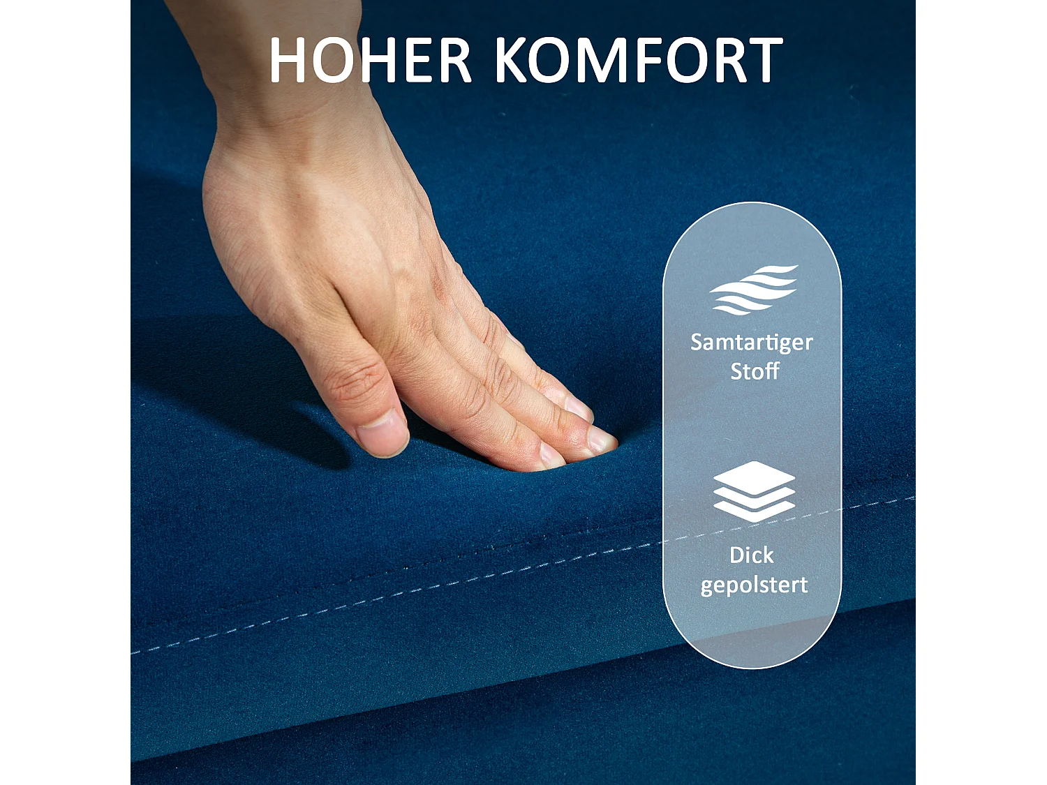 Banc coffre de rangement, tissu et bois, rembourré, bleu marine, multifonctionnel (100x40x42cm)