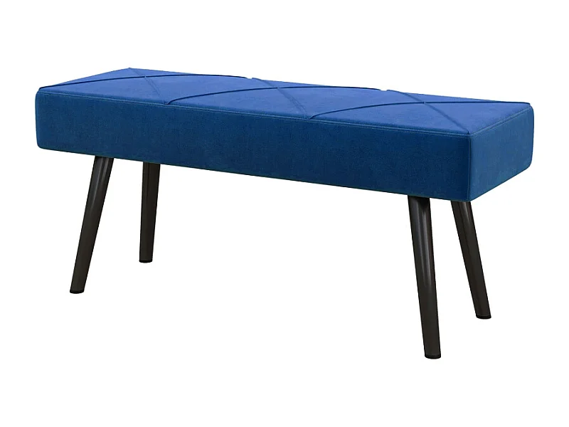 Gestoffeerde opbergbank, met X-patroon, fluweel, stalen poten, blauw, (100x36x45 cm)