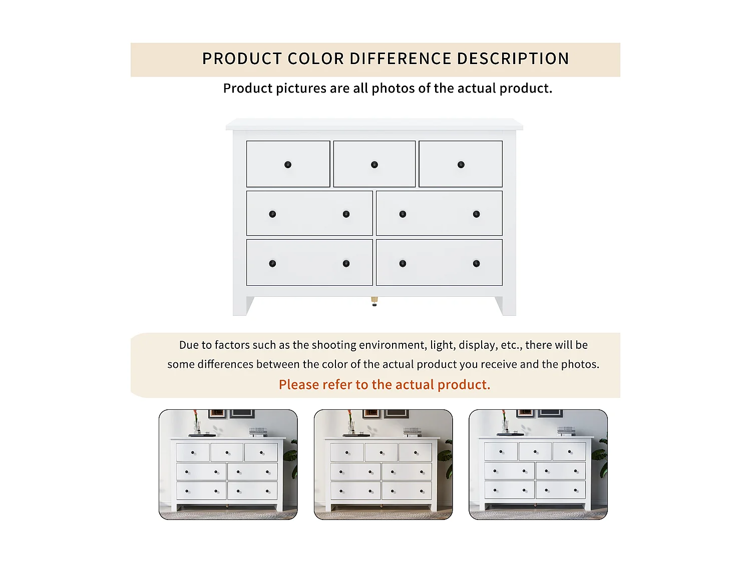 Buffet avec 7 tiroirs, design moderne, MDF, blanc (152x40x89 cm)