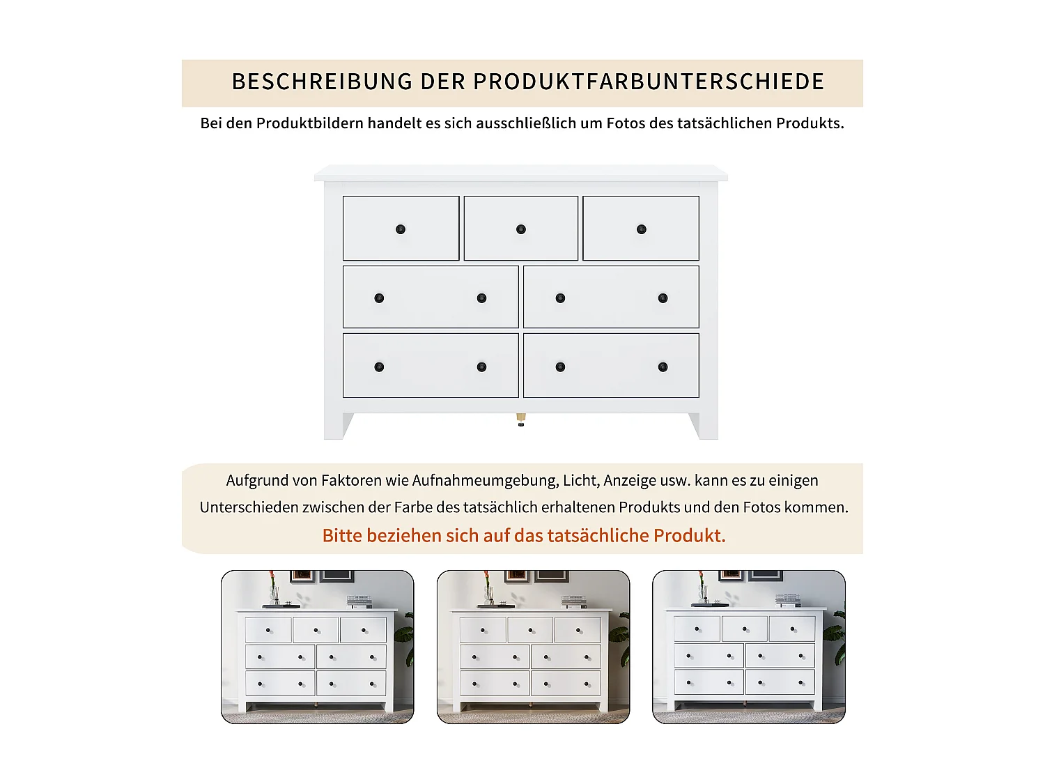 Buffet avec 7 tiroirs, design moderne, MDF, blanc (152x40x89 cm)