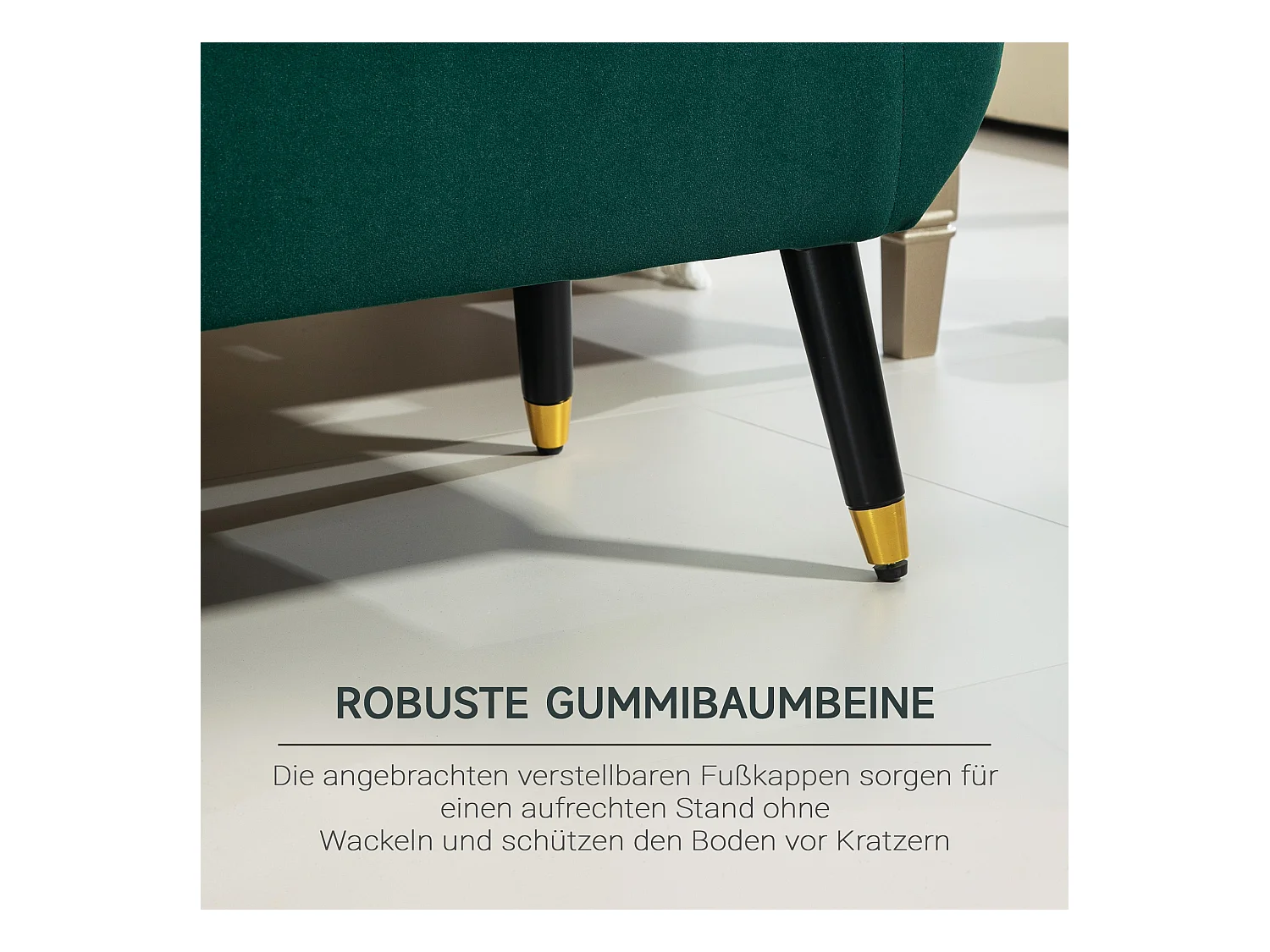 Banc de rangement avec accoudoirs, coussin rembourré en velours, structure en bois, vert (107x42x65 cm)