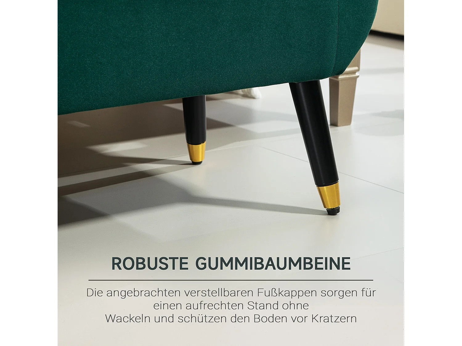 Banc de rangement avec accoudoirs, coussin rembourré en velours, structure en bois, vert (107x42x65 cm)