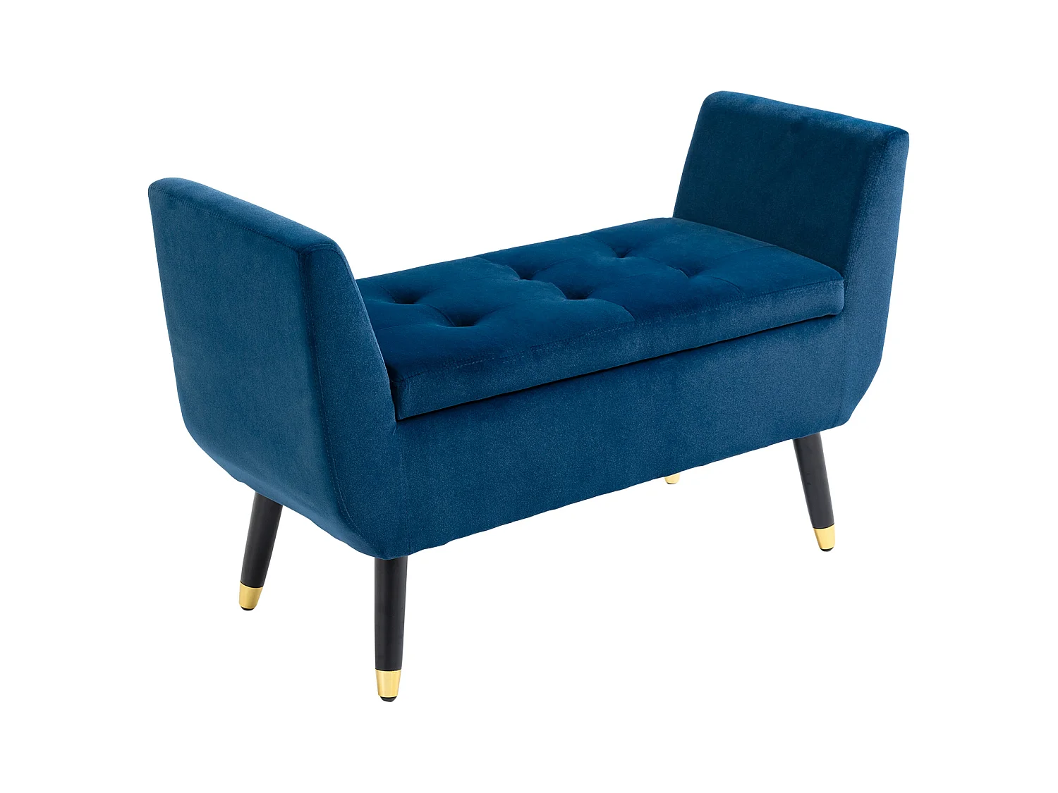 Opbergbank, elegant design, polyesterfluweel, rubberhout, beige (107x42x65 cm)