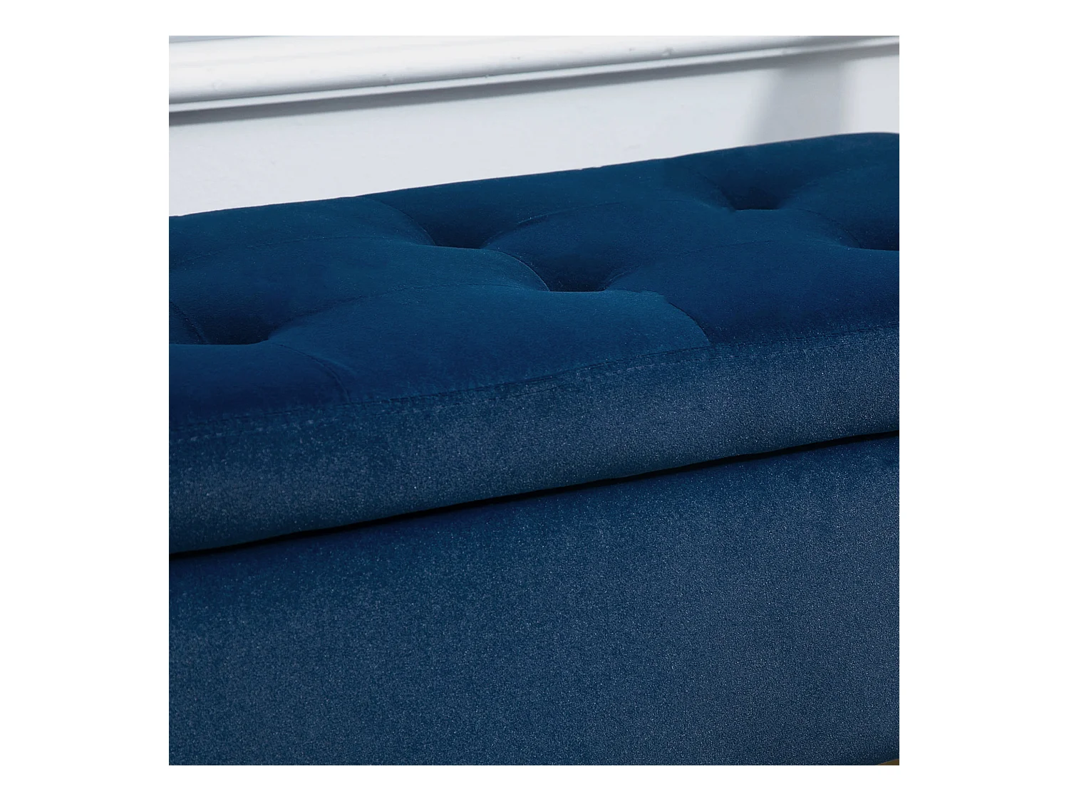 Opbergbank, elegant design, polyesterfluweel, rubberhout, beige (107x42x65 cm)