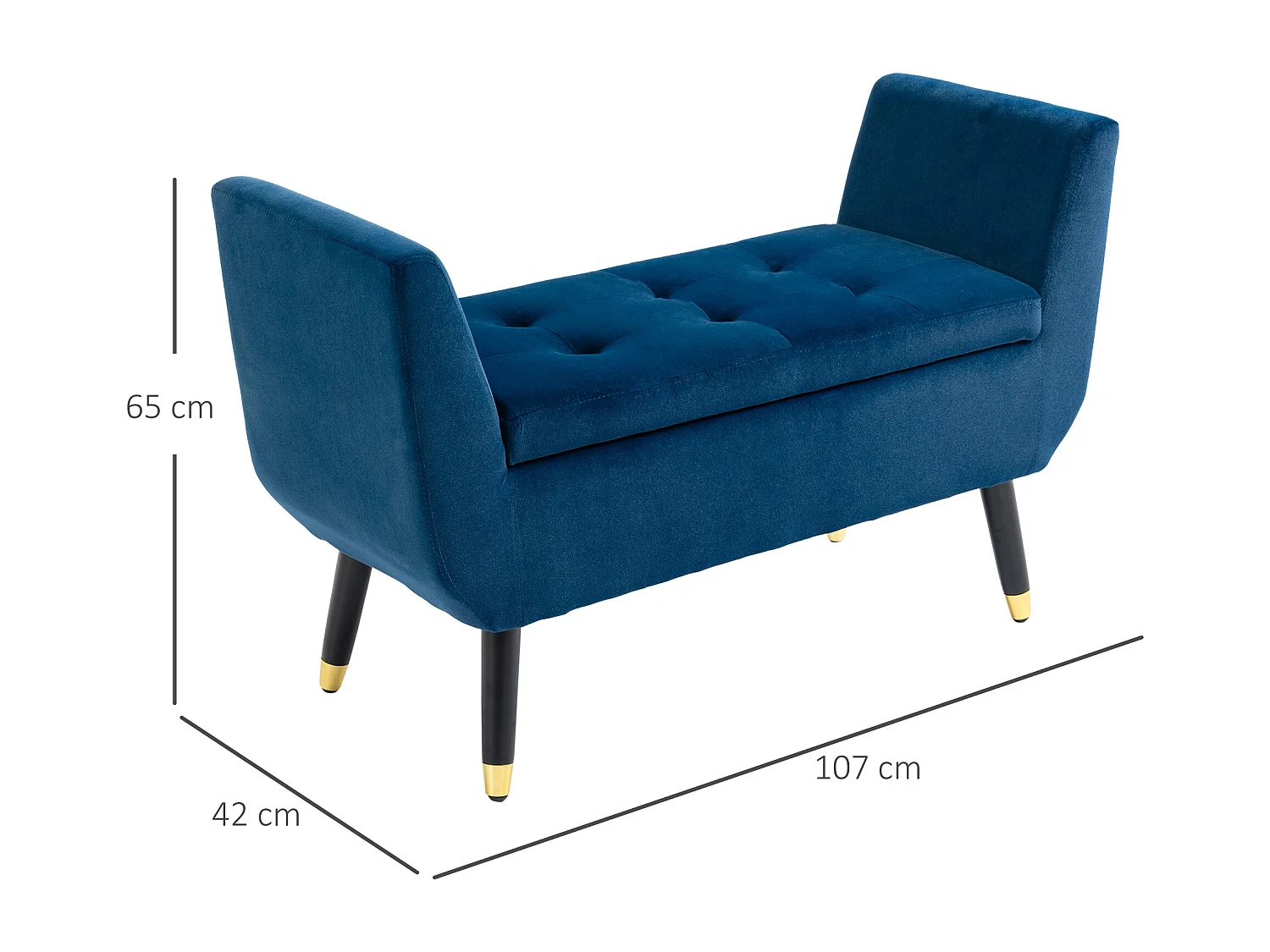 Banc de Rangement, Design Élégant, Tissu Velours Polyester, Bois de Caoutchouc, Beige (107x42x65 cm)