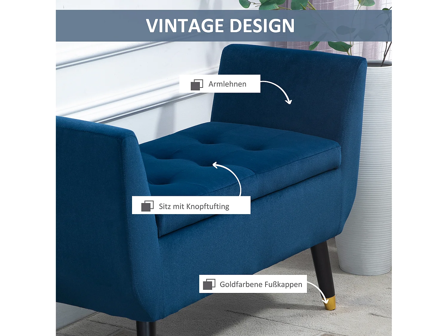 Banc de Rangement, Design Élégant, Tissu Velours Polyester, Bois de Caoutchouc, Beige (107x42x65 cm)