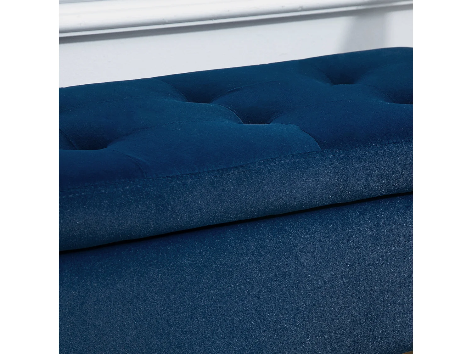 Banc de Rangement, Design Élégant, Tissu Velours Polyester, Bois de Caoutchouc, Beige (107x42x65 cm)