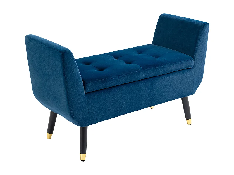 Banc de Rangement, Design Élégant, Tissu Velours Polyester, Bois de Caoutchouc, Beige (107x42x65 cm)