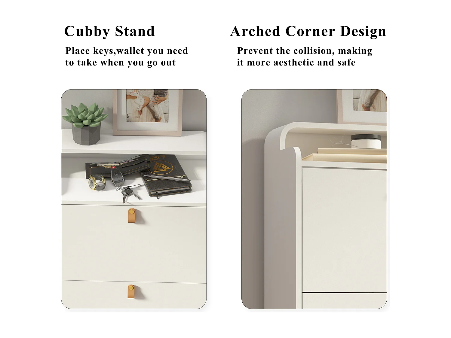 Armoire à chaussures avec 3 tiroirs rabattables, étagère à chaussures en bois, MDF, blanc (63x29.5x133.7 cm)