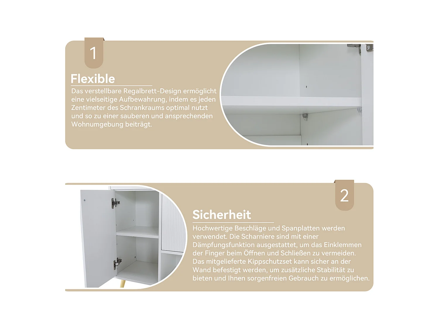 Meuble à chaussures avec 2 tiroirs et 4 portes, avec pieds en métal, blanc (130x37x100 cm)