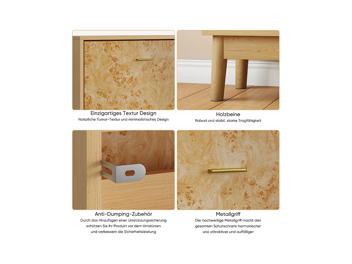 Étagère à chaussures avec structure en tronc d'arbre, pieds en bois massif, MDF, jaune (60x24,1x94 cm)