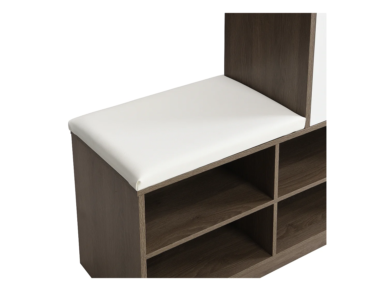 Banc de rangement pour chaussures avec coussin, étagère à chaussures multifonctionnelle, avec étagères réglables, pour hall, blanc, (140x35x110 cm)