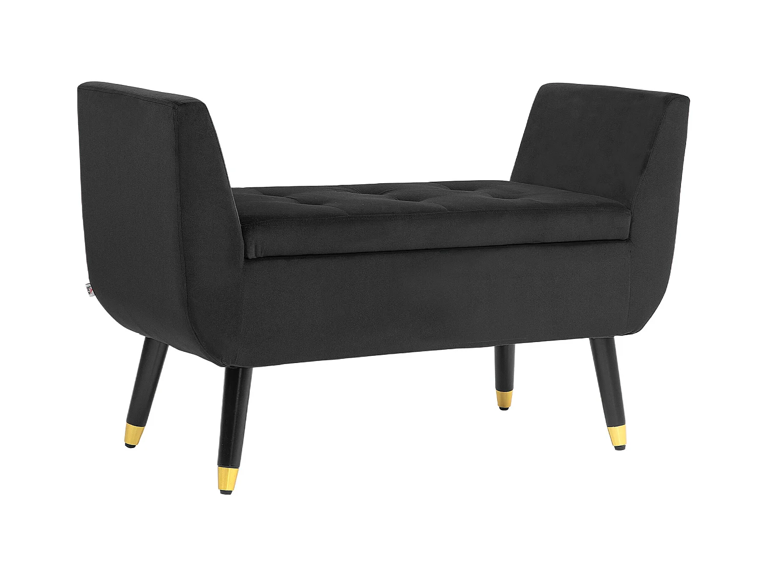 Bank met armleuningen en opbergruimte, fluweel polyester, rubberhout, donkergrijs (107x42x65 cm)