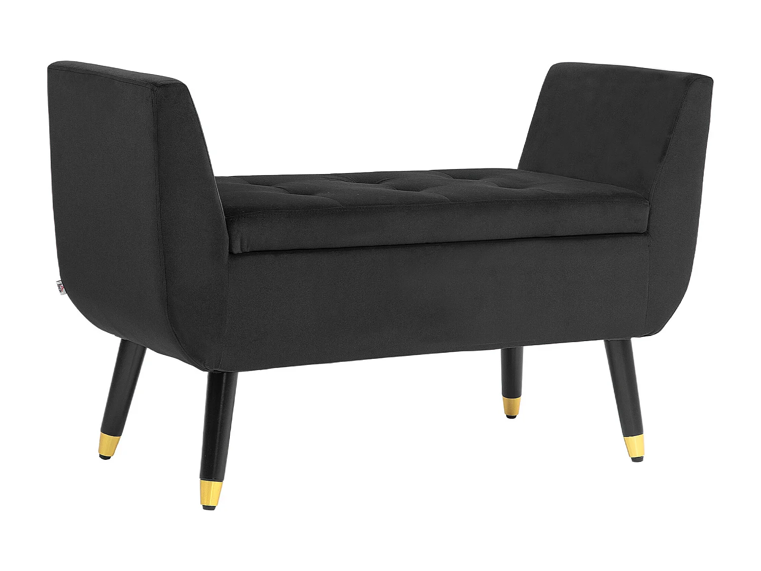 Banc avec accoudoirs et rangement, polyester velours, bois caoutchoutier, gris foncé (107x42x65 cm)