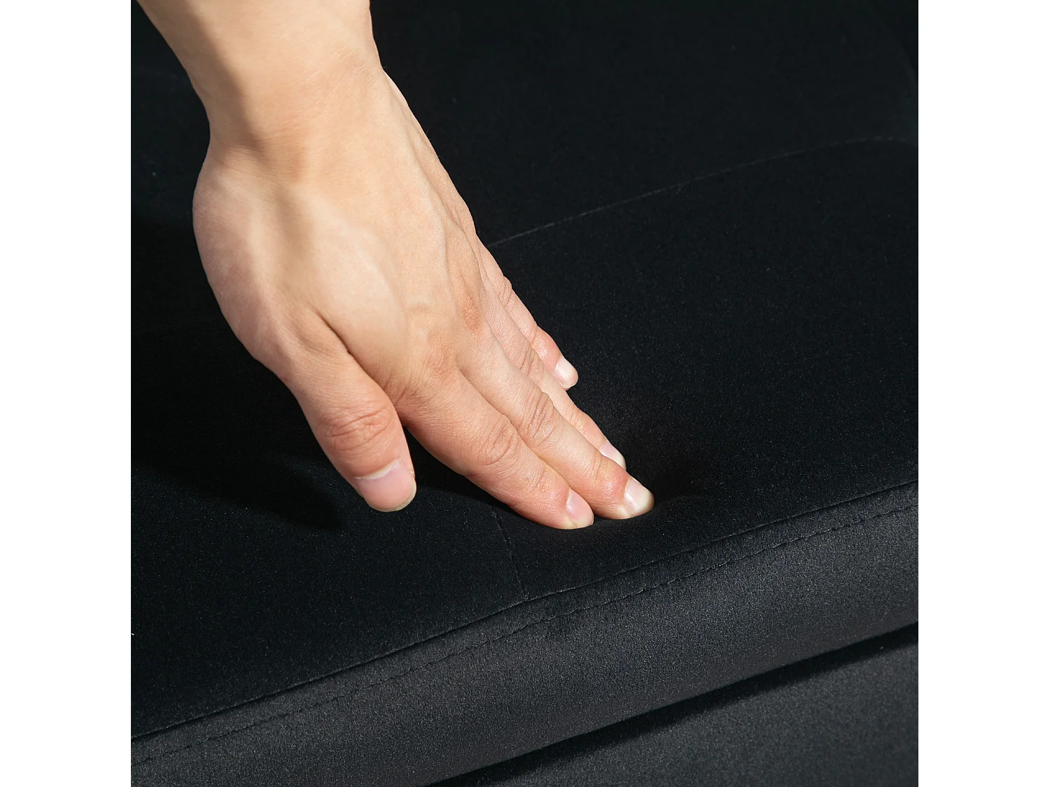 Banc avec accoudoirs et rangement, polyester velours, bois caoutchoutier, gris foncé (107x42x65 cm)