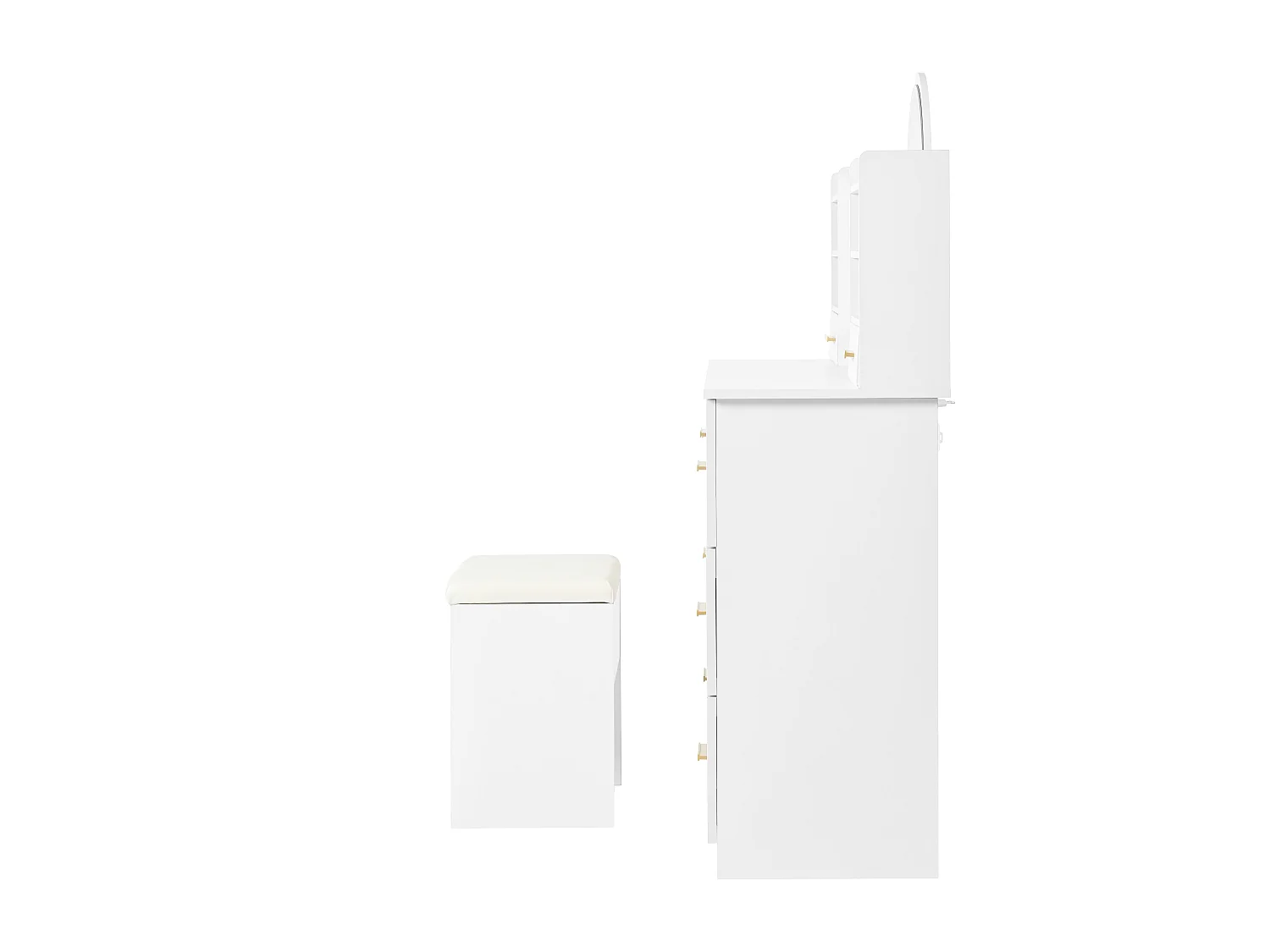 Coiffeuse avec miroir, LED, 9 tiroirs, table de maquillage, blanche (120x40x135 cm)