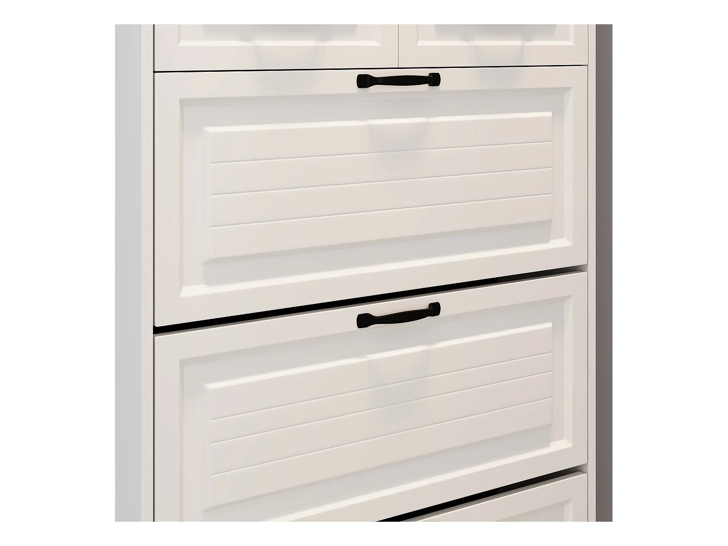 Meuble à chaussures avec porte, 3 portes rabattables et 2 tiroirs, MDF, blanc (80x23.5x220 cm)