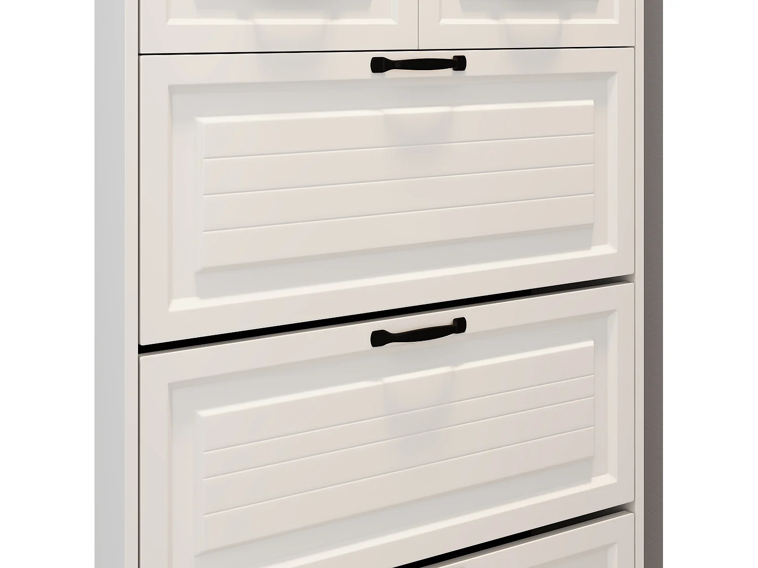 Meuble à chaussures avec porte, 3 portes rabattables et 2 tiroirs, MDF, blanc (80x23.5x220 cm)