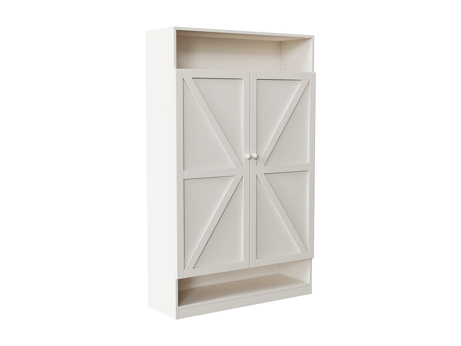 Meuble à chaussures à double porte, rangement multifonction, 8 compartiments, MDF, blanc (80x40x141 cm)