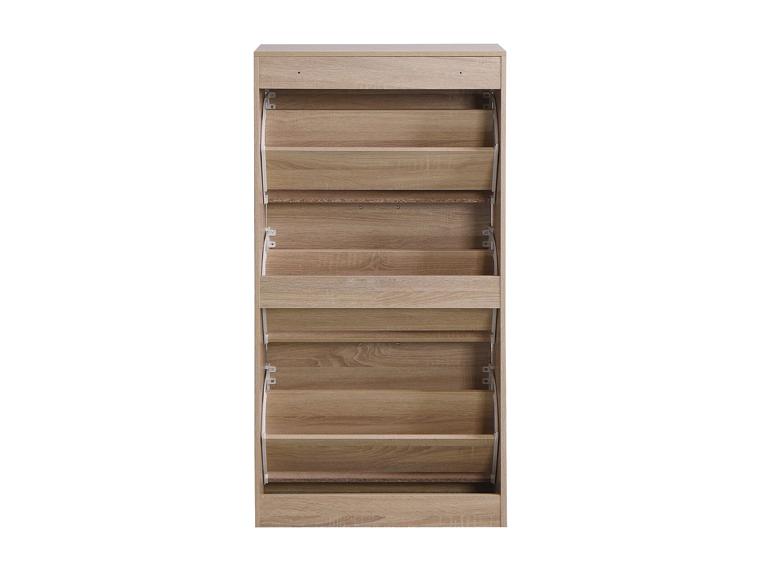 Scarpiera Stretta Con 2 Cassetti In Tessuto Intrecciato A Mano - Stile Rustico, Autoportante, Per Ingresso - Colore Rovere