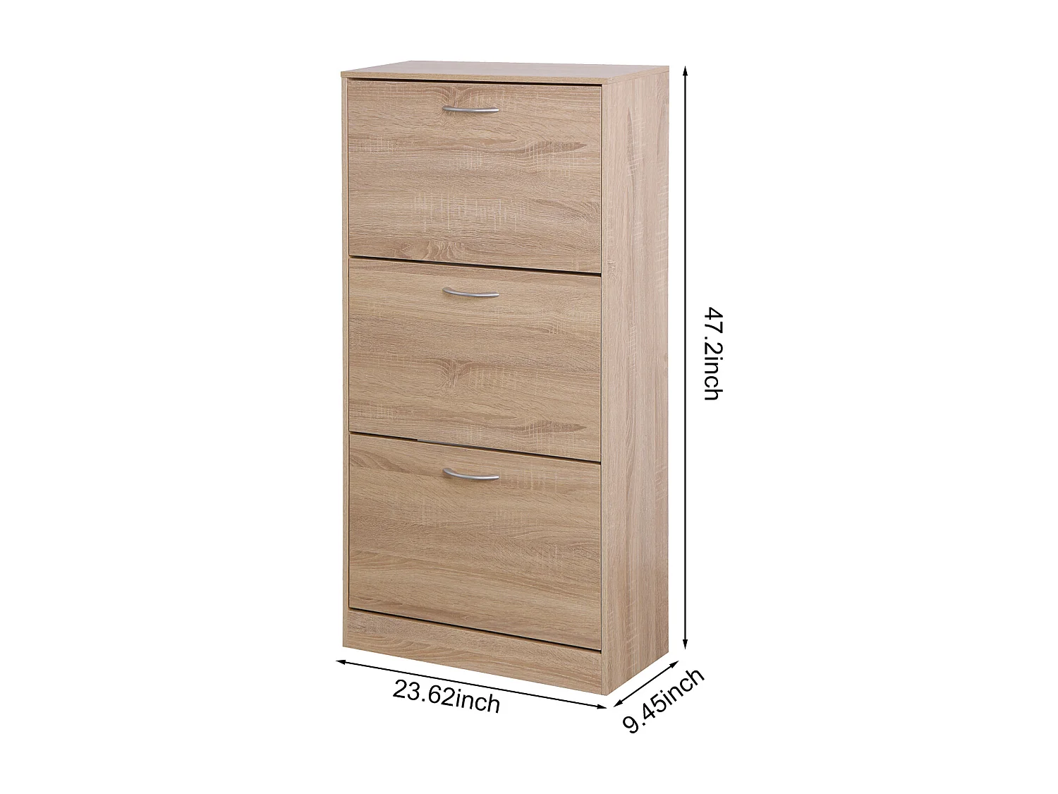 Meuble à chaussures avec 3 tiroirs, étagère en bois à 3 niveaux, pour entrée, couleur chêne (60x24x120 cm)