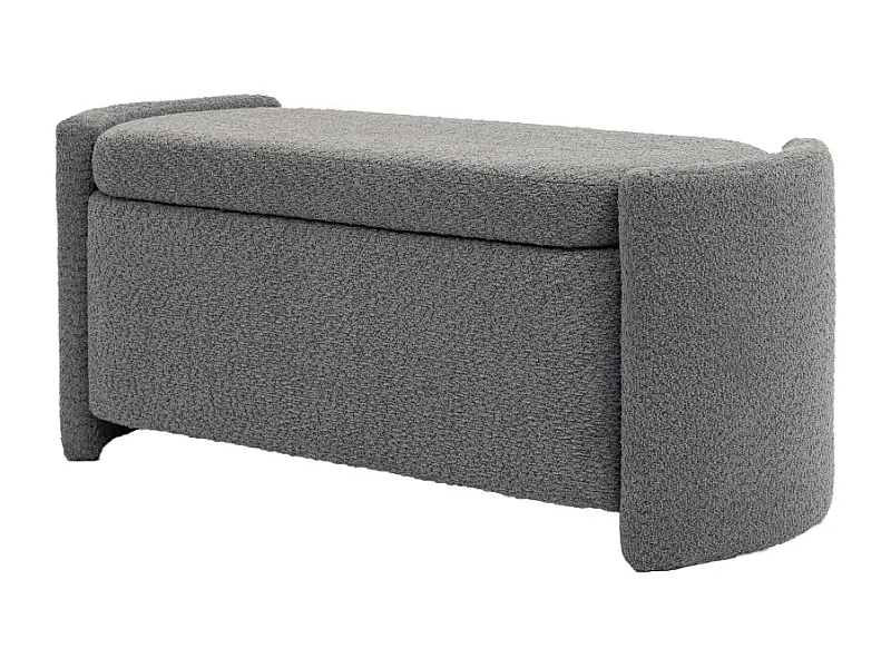 Banc de rangement avec couvercle, design moderne, en bois, gris, (105x44x45.5 cm)