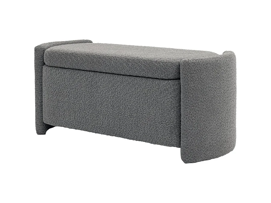 Banc de rangement avec couvercle, design moderne, en bois, gris, (105x44x45.5 cm)