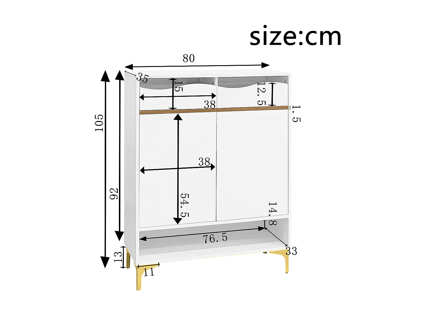Meuble à chaussures blanc - Meuble à chaussures avec 2 portes et 2 tiroirs - éclairage LED et rangement ouvert - pour salons et entrées