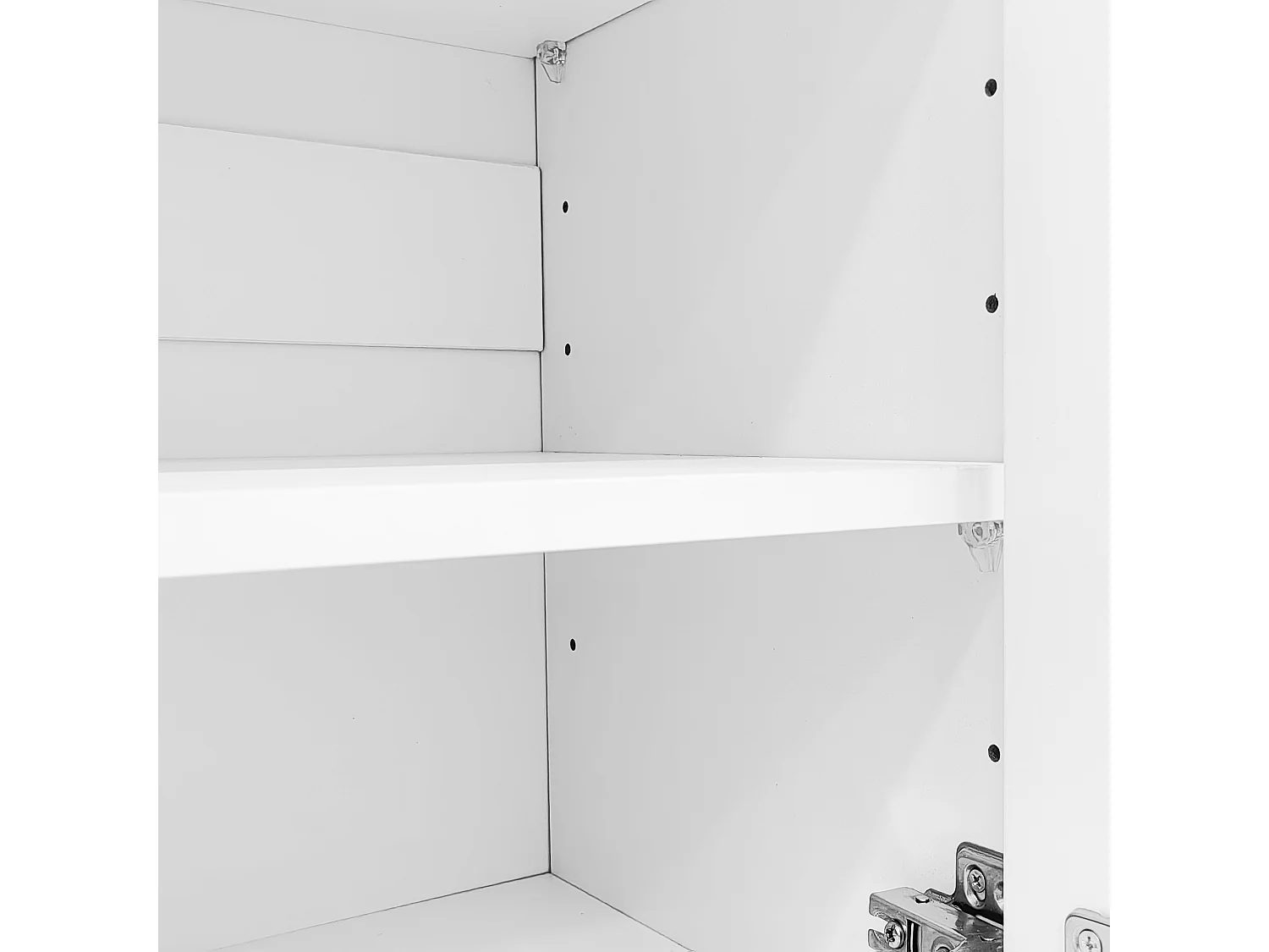 Meuble à chaussures blanc - Meuble à chaussures avec 2 portes et 2 tiroirs - éclairage LED et rangement ouvert - pour salons et entrées