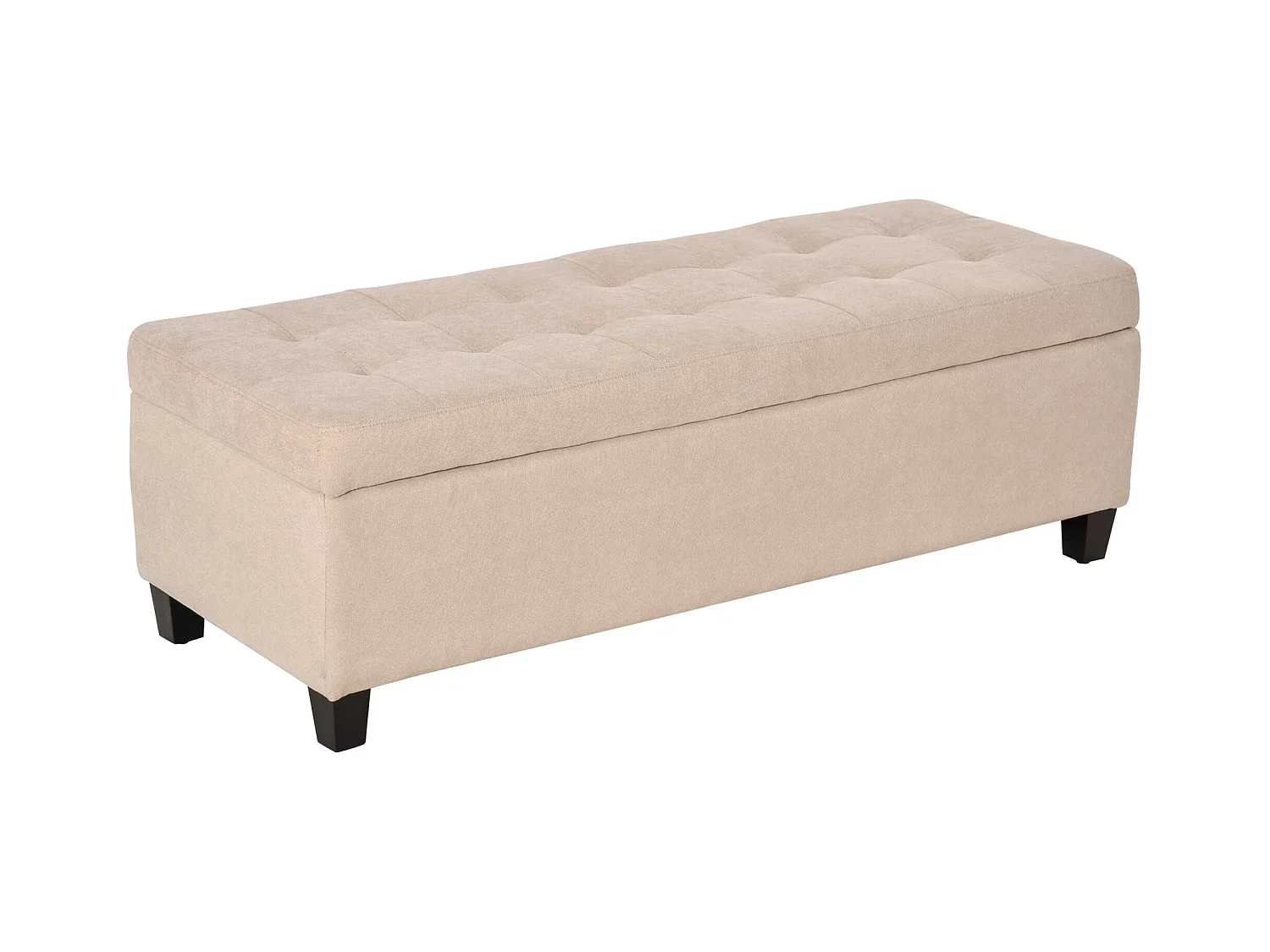 Banc de rangement rembourré, aspect lin, avec coffre intégré, beige (125x49x41.5 cm)