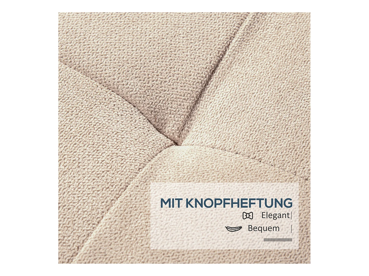 Banc de rangement rembourré, aspect lin, avec coffre intégré, beige (125x49x41.5 cm)