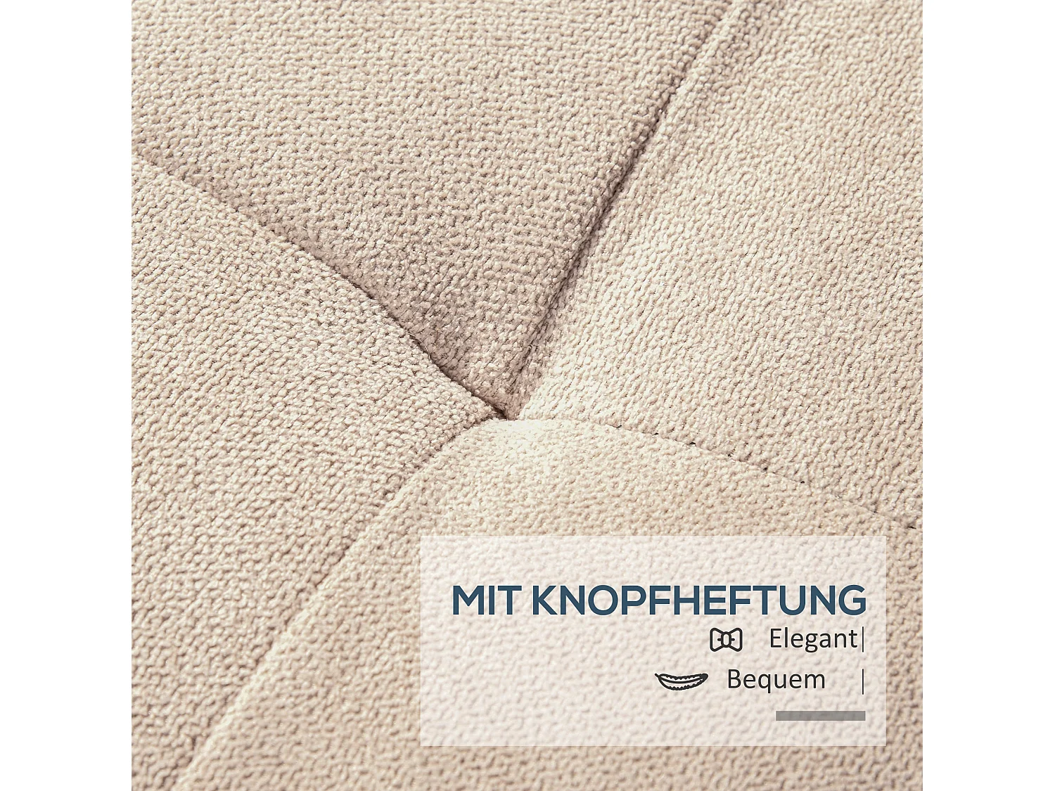 Banc de rangement rembourré, aspect lin, avec coffre intégré, beige (125x49x41.5 cm)