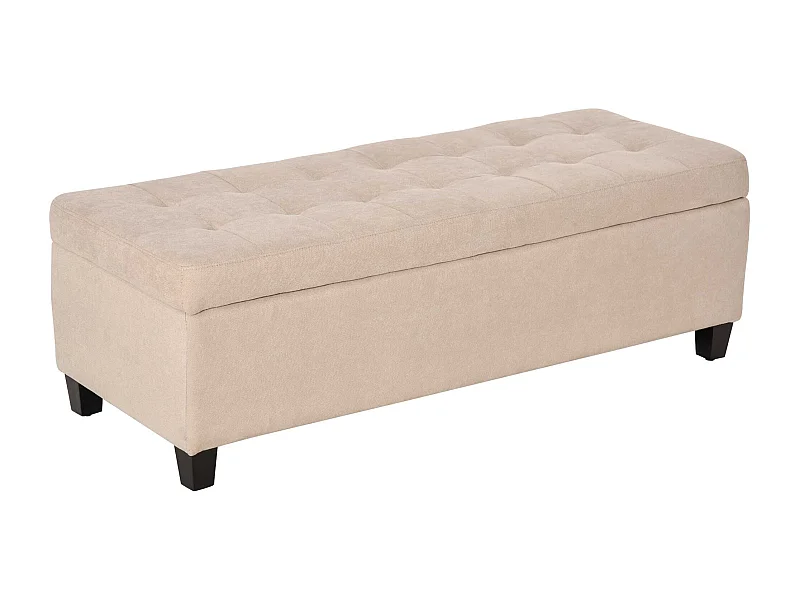 Panca contenitore imbottita, effetto lino, con cassettiera integrata, beige (125x49x41,5 cm)