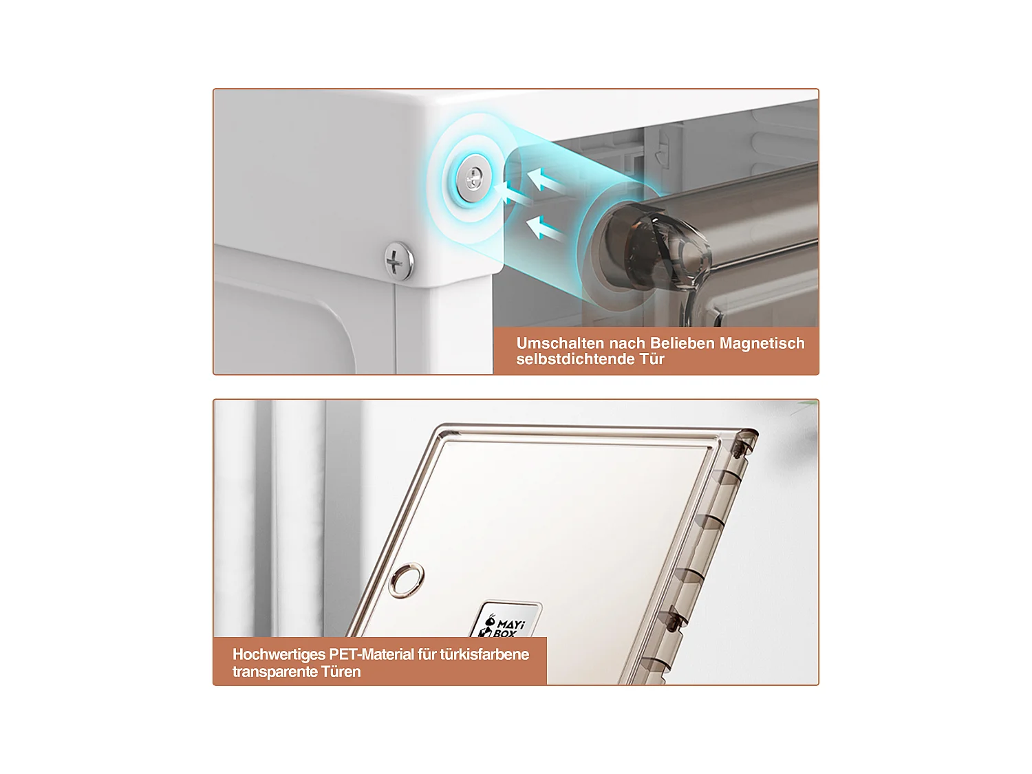 Cabinet à chaussures portable, organisateur empilable avec portes et étagères, matériau PP, marron et blanc (27x34x164 cm)