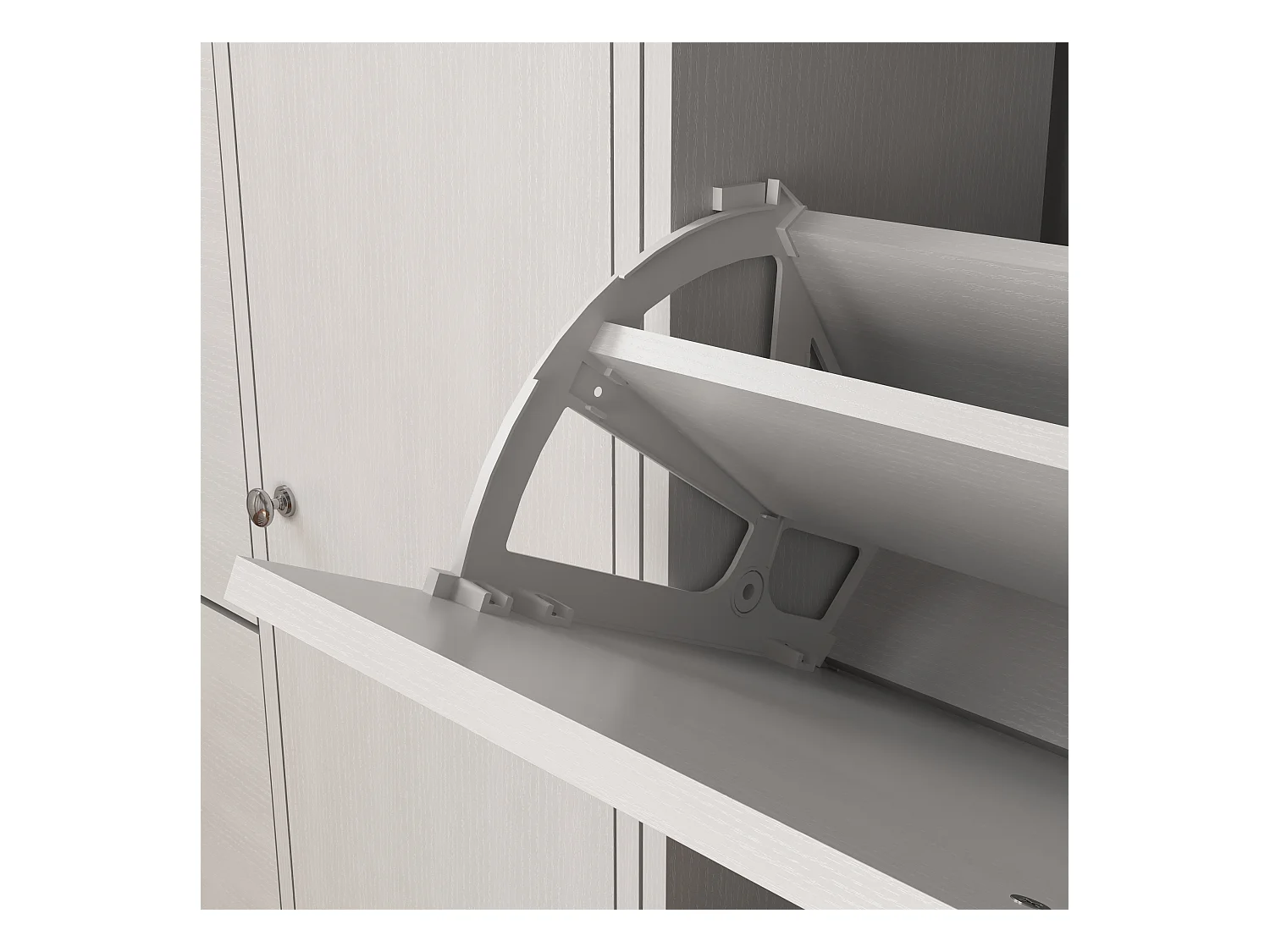 Meuble à chaussures avec 3 tiroirs, étagère à 3 niveaux, bois pour entrée, blanc, chêne (62x24x80 cm)