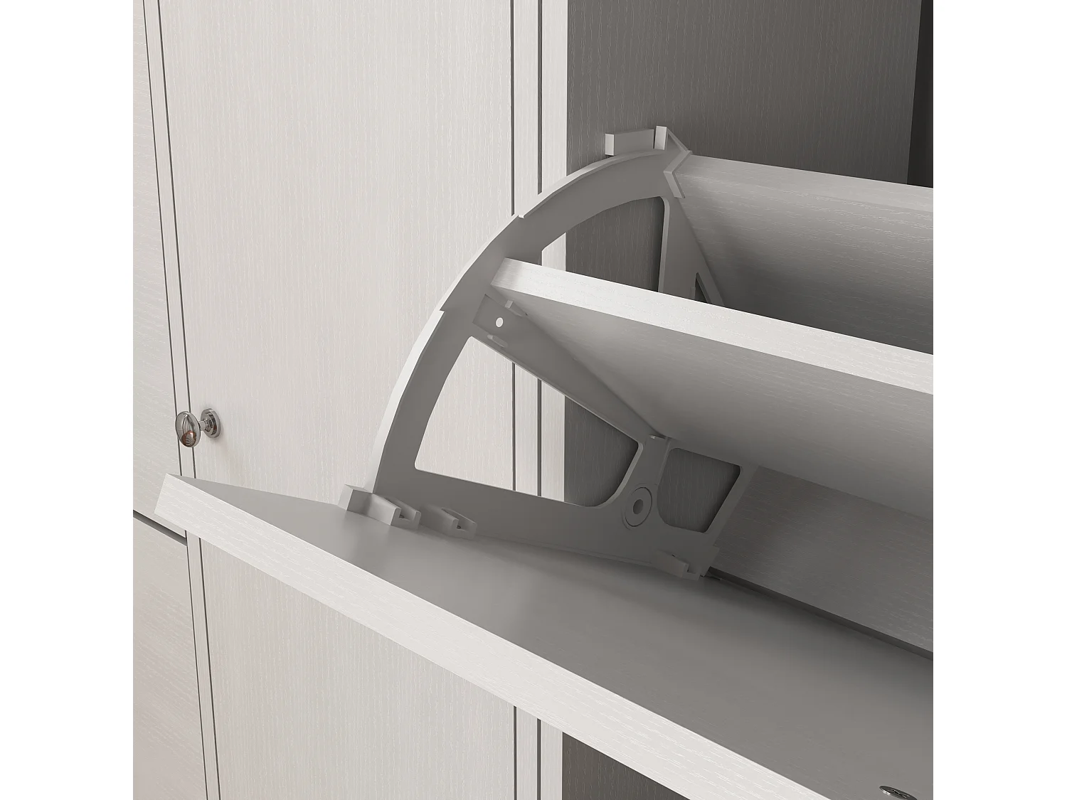 Meuble à chaussures avec 3 tiroirs, étagère à 3 niveaux, bois pour entrée, blanc, chêne (62x24x80 cm)