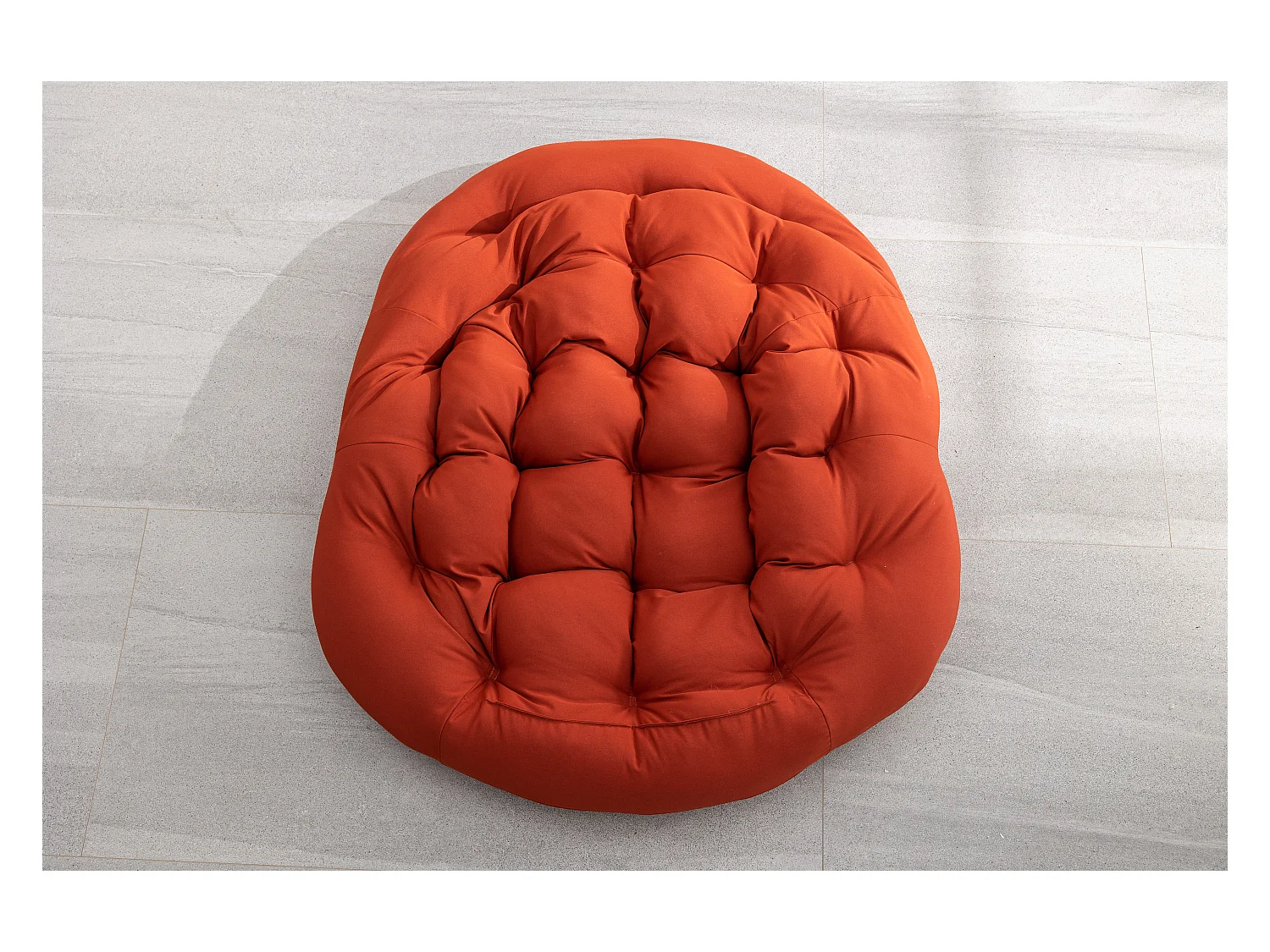 Chaise Rocking en Rotin XXL, Chaise Lounge Confortable avec Coussin Épais, Structure en Acier, Orange (99x76x25cm)