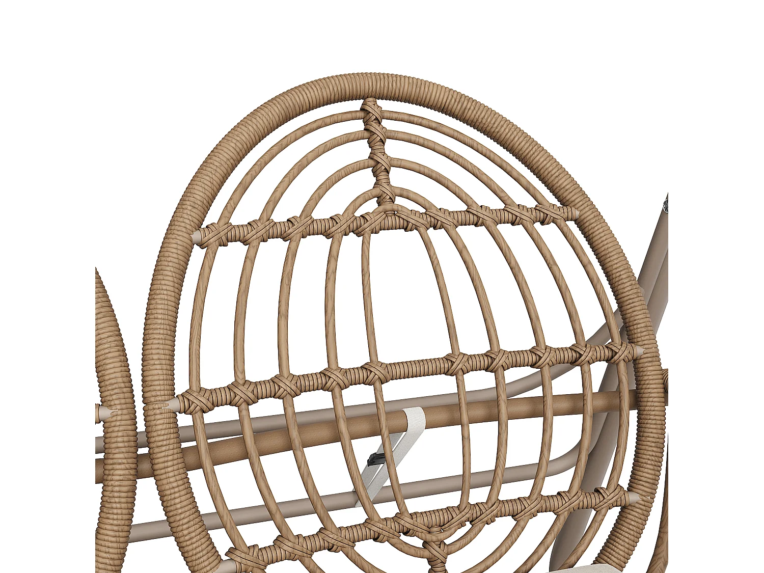 Altalena da giardino, altalena da veranda con schienale, altalena doppia in rattan PE, cuscino beige (141 x 109 x 143 cm)