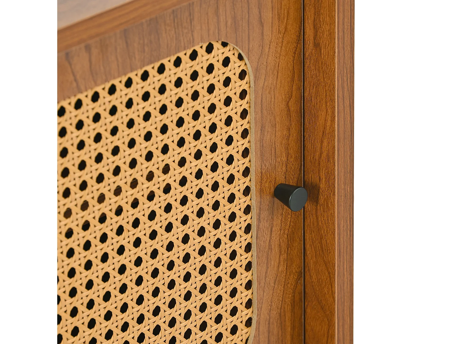 Set di mobili da ingresso in rattan, cassettiera e scarpiera combinati, MDF, noce (147,5x50,2x12 cm)