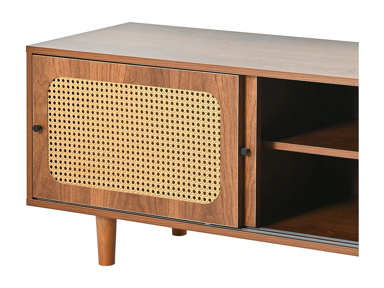 Set di mobili da ingresso in rattan, cassettiera e scarpiera combinati, MDF, noce (147,5x50,2x12 cm)