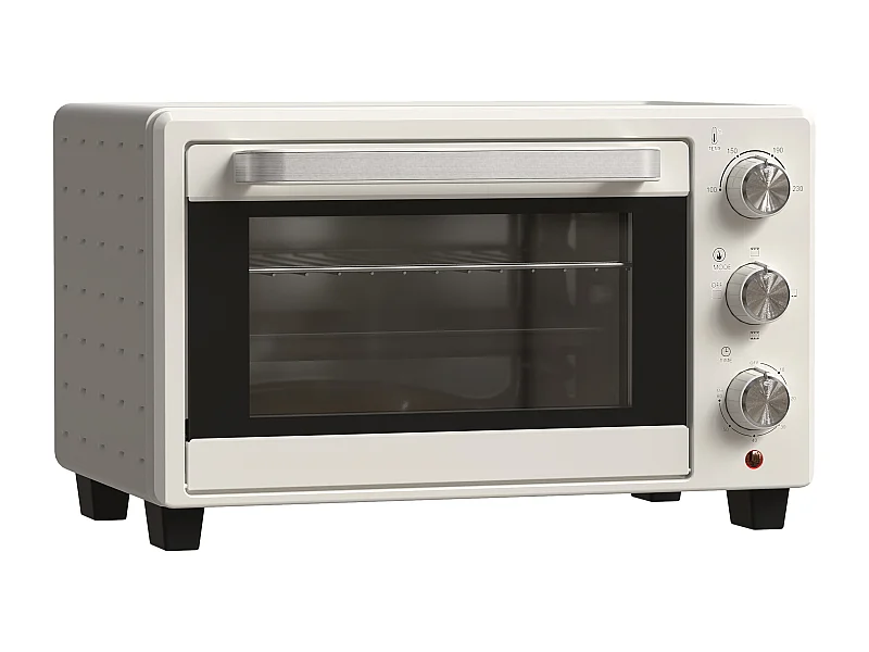 Mini four 21L avec fonction rotisserie, 3 modes de cuisson, inox et verre, 100°C-230°C, (46x38.5x29cm)