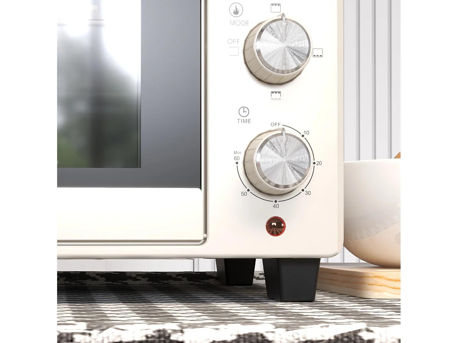 Mini four 21L avec fonction rotisserie, 3 modes de cuisson, inox et verre, 100°C-230°C, (46x38.5x29cm)